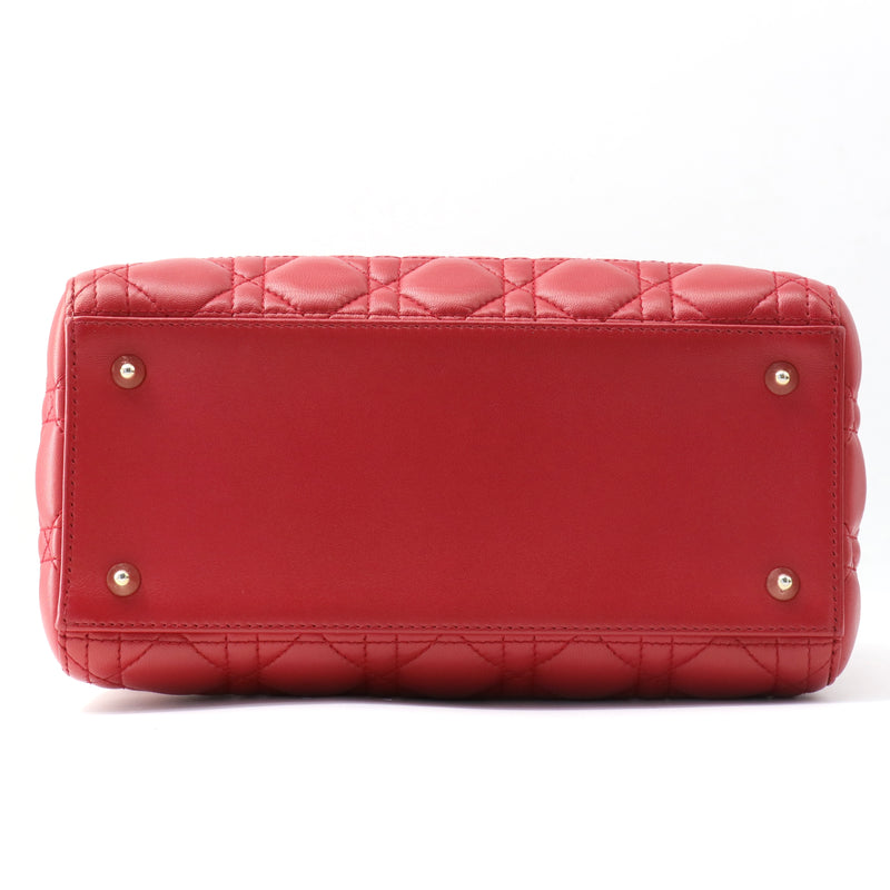 Lambskin Cannage Medium Lady Dior Red