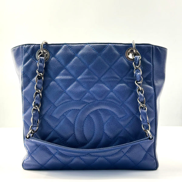 Caviar Quilted Petit Shopping Tote PST Blue