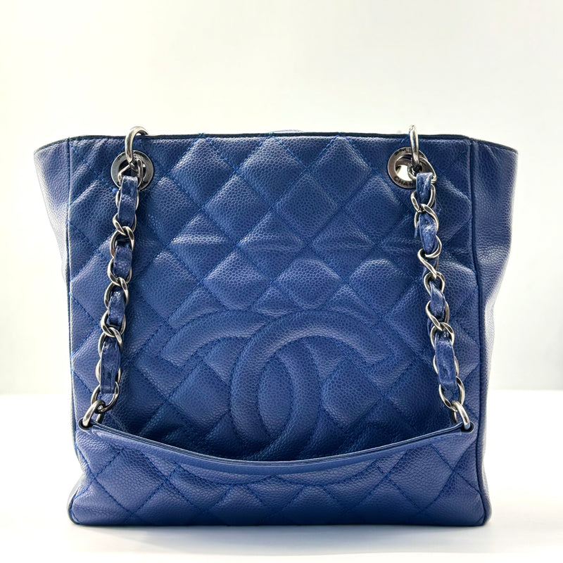 Caviar Quilted Petit Shopping Tote PST Blue