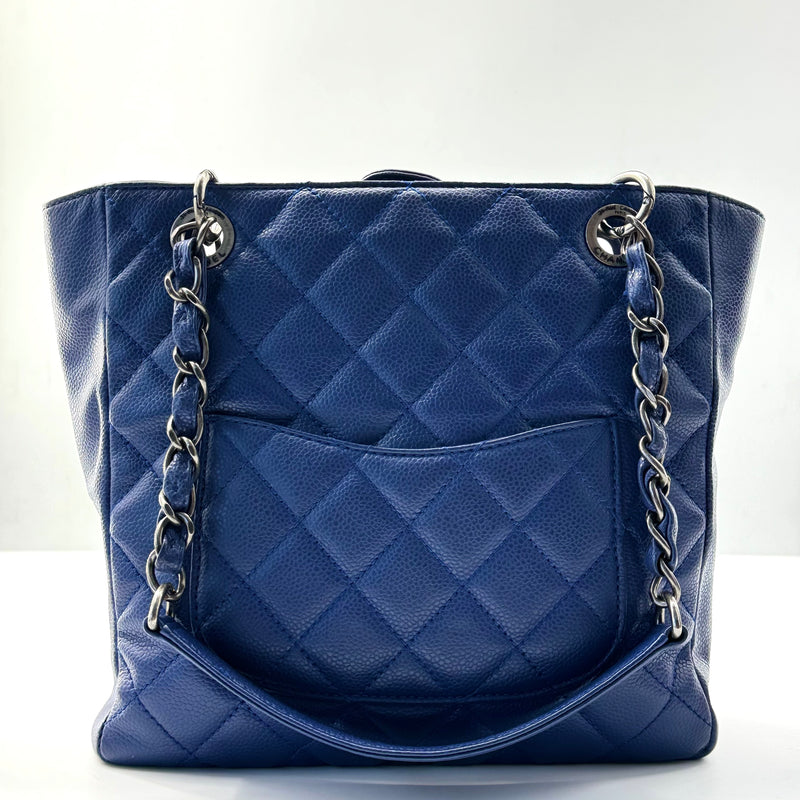 Caviar Quilted Petit Shopping Tote PST Blue