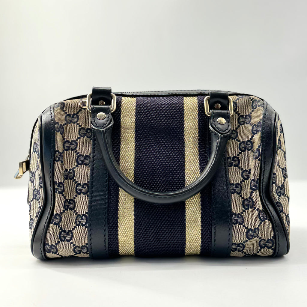 Monogram Vintage Web Small Boston Navy
