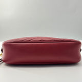 Calfskin Matelasse Mini GG Marmont Chain Shoulder Bag Hibiscus Red