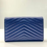 Grain de Poudre Matelasse Chevron Medium Monogram Chain Wallet Navy