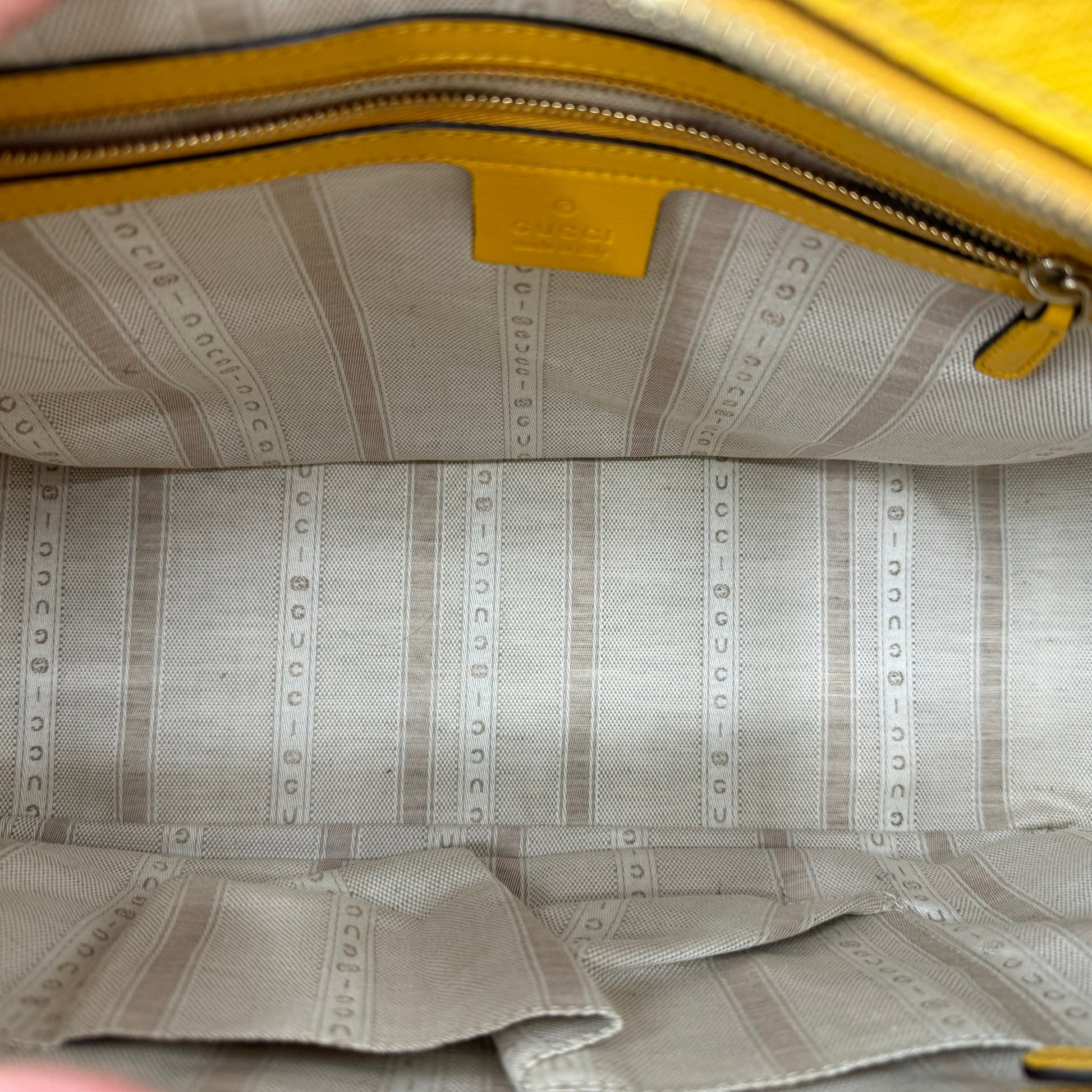 Gucci Calfskin Diamante Small Top Handle Bag Yellow