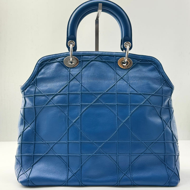 Lambskin Cannage Medium Granville Tote Navy Blue