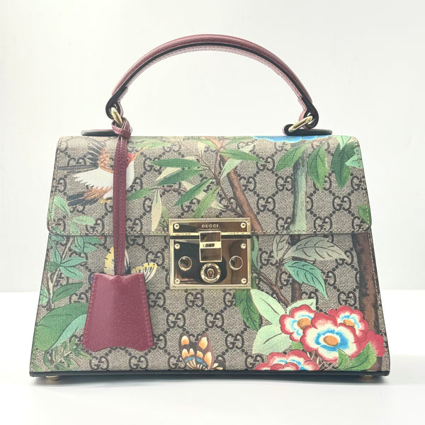 Gucci Padlock Top Handle Bag Tian Print GG Coated Canvas