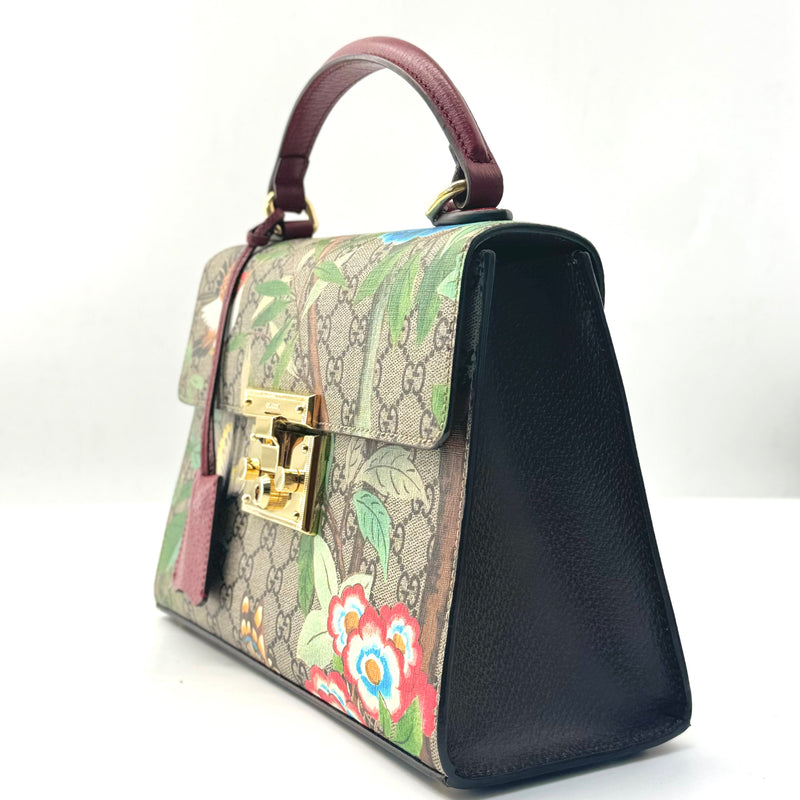 Gucci Padlock Top Handle Bag Tian Print GG Coated Canvas