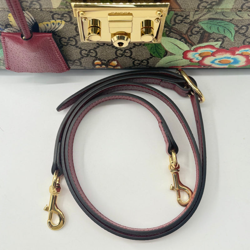 Gucci Padlock Top Handle Bag Tian Print GG Coated Canvas