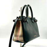 Bottle Green Calf Leather House Check Medium Banner Tote Bag