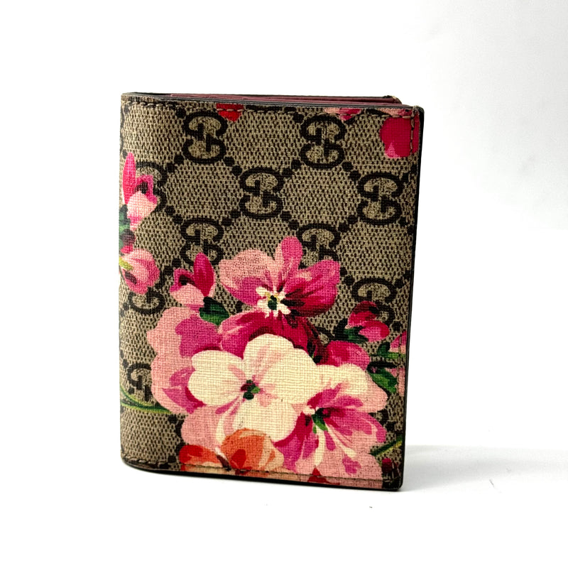 GG Supreme Monogram Blooms Card Case Beige Multicolor Dry Rose