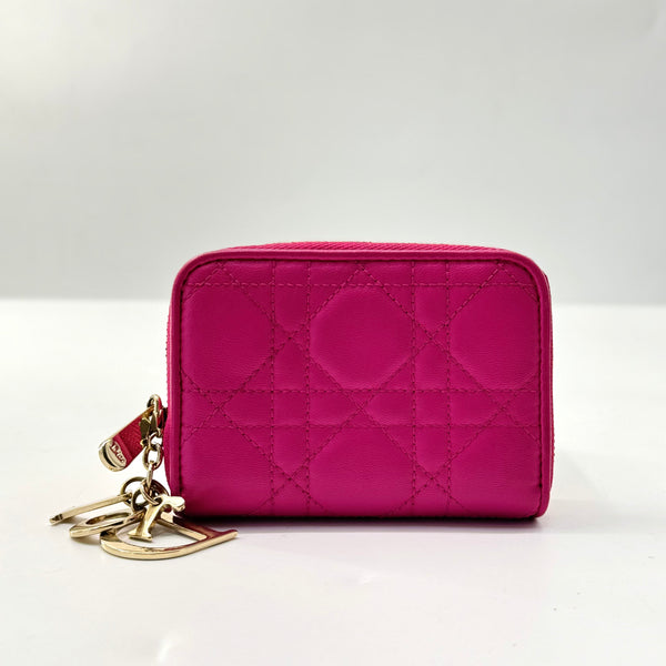 Lady Dior Zip Around Wallet Cannage Quilt Lambskin Compact