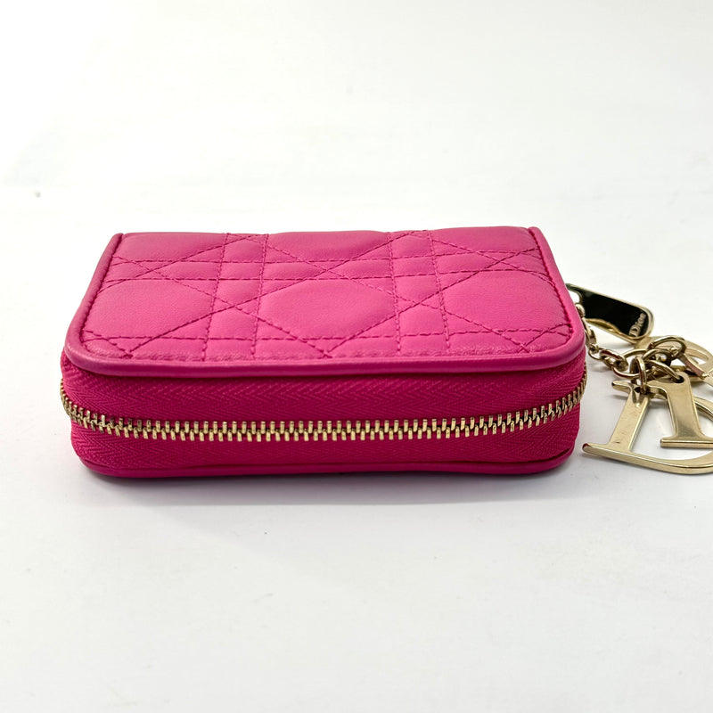 Lady Dior Zip Around Wallet Cannage Quilt Lambskin Compact