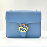 Dollar Calfskin Small Interlocking G Shoulder Bag Mineral Blue