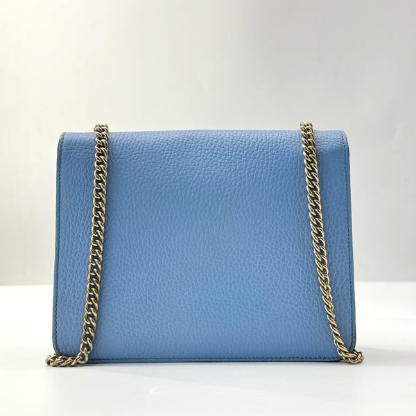 Dollar Calfskin Small Interlocking G Shoulder Bag Mineral Blue