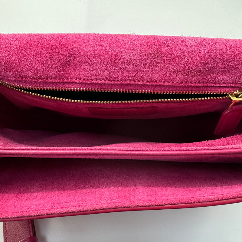 Calfskin Small Classic Y Satchel Fuchsia