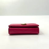 Saint Laurent  Grain De Poudre Matelasse Chevron Monogram Compact Wallet Bubblegum