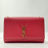 Saint Laurent Grain De Poudre Medium Monogram Kate Satchel Red