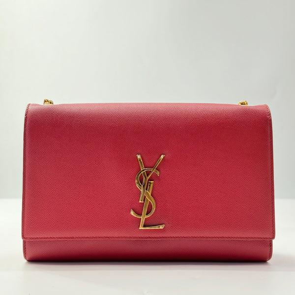 Saint Laurent Grain De Poudre Medium Monogram Kate Satchel Red