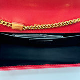 Saint Laurent Grain De Poudre Medium Monogram Kate Satchel Red