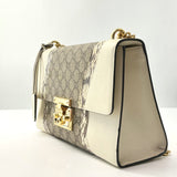 Medium Padlock Gg Supreme Wave Shoulder Bag With Genuine Snakeskin Trim - White