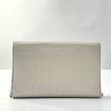 Calfskin Crocodile Embossed Monogram Chain Wallet Blanc Vintage