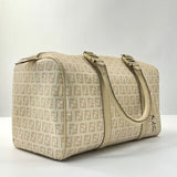 Fendi Beige Zucchino Coated Canvas Forever Bauletto Boston Bag