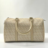 Fendi Beige Zucchino Coated Canvas Forever Bauletto Boston Bag