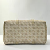 Fendi Beige Zucchino Coated Canvas Forever Bauletto Boston Bag