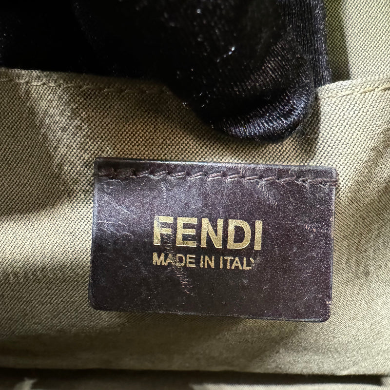 Fendi Beige Zucchino Coated Canvas Forever Bauletto Boston Bag