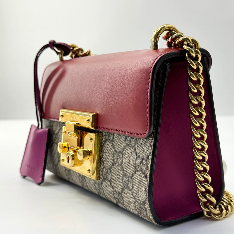 Gucci Padlock Shoulder Bag GG Coated Canvas and Leather Small