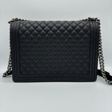 Boy Flap Bag Quilted Caviar Large