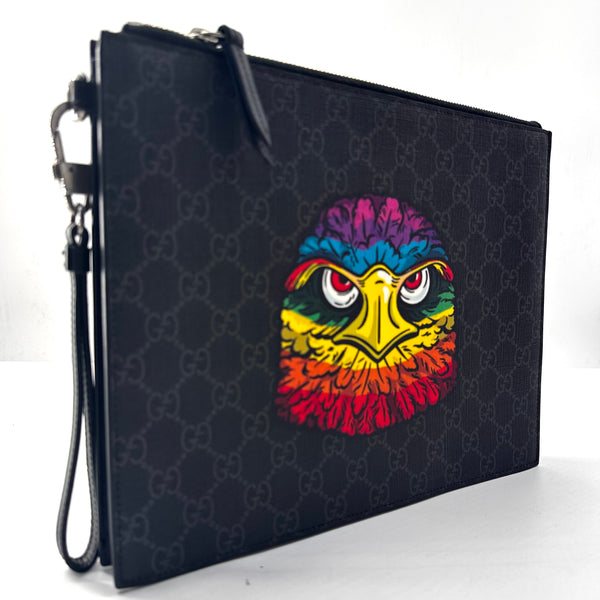 GG Supreme Monogram Rainbow Eagle Documents Holder Black Grey Multicolor