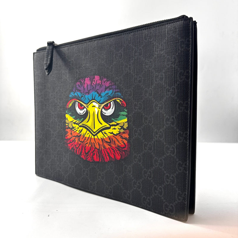 GG Supreme Monogram Rainbow Eagle Documents Holder Black Grey Multicolor