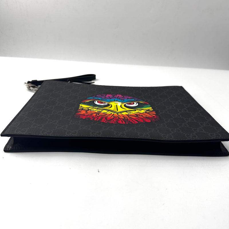 GG Supreme Monogram Rainbow Eagle Documents Holder Black Grey Multicolor