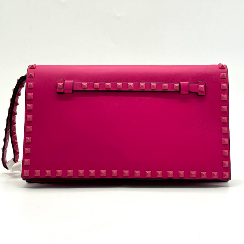 Rockstud Flap Clutch Leather Small