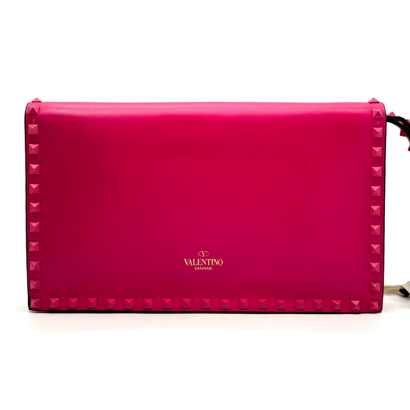 Rockstud Flap Clutch Leather Small