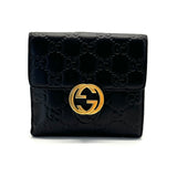 Gucci Black Guccissima Leather Interlocking G French Wallet