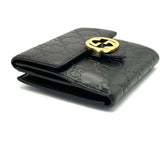 Gucci Black Guccissima Leather Interlocking G French Wallet