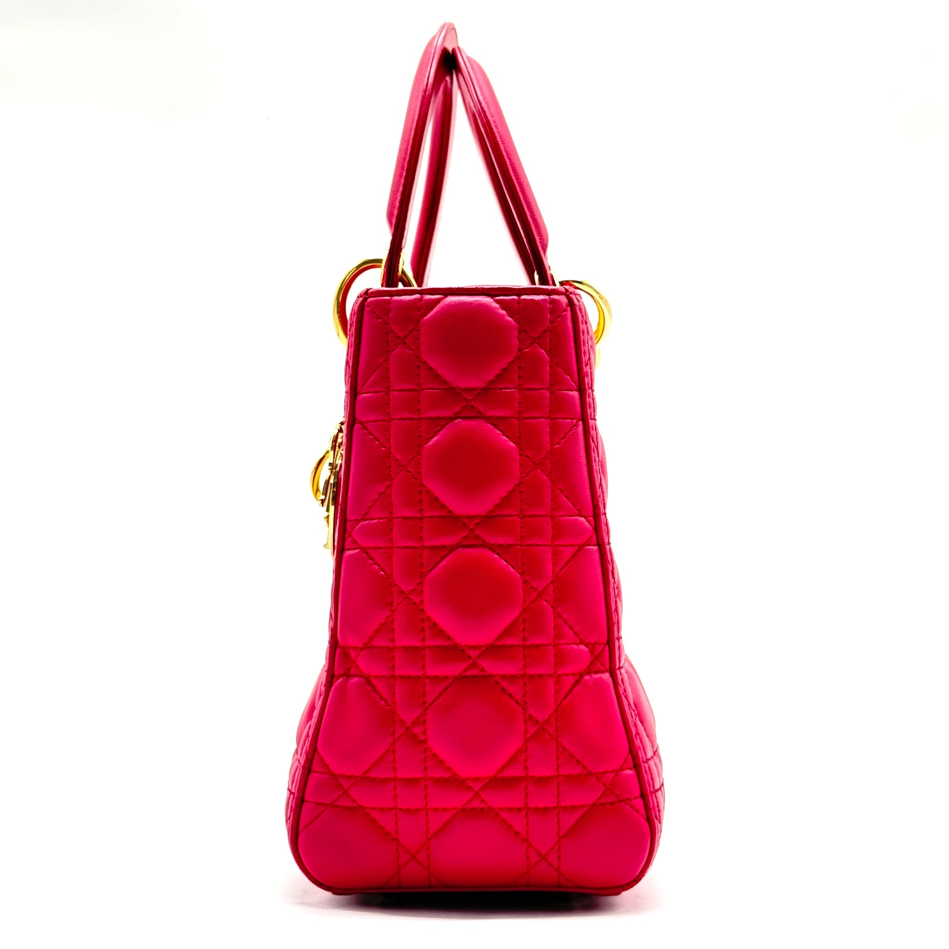 Christian Dior Lady Dior Handbag Cannage Quilt Lambskin Medium