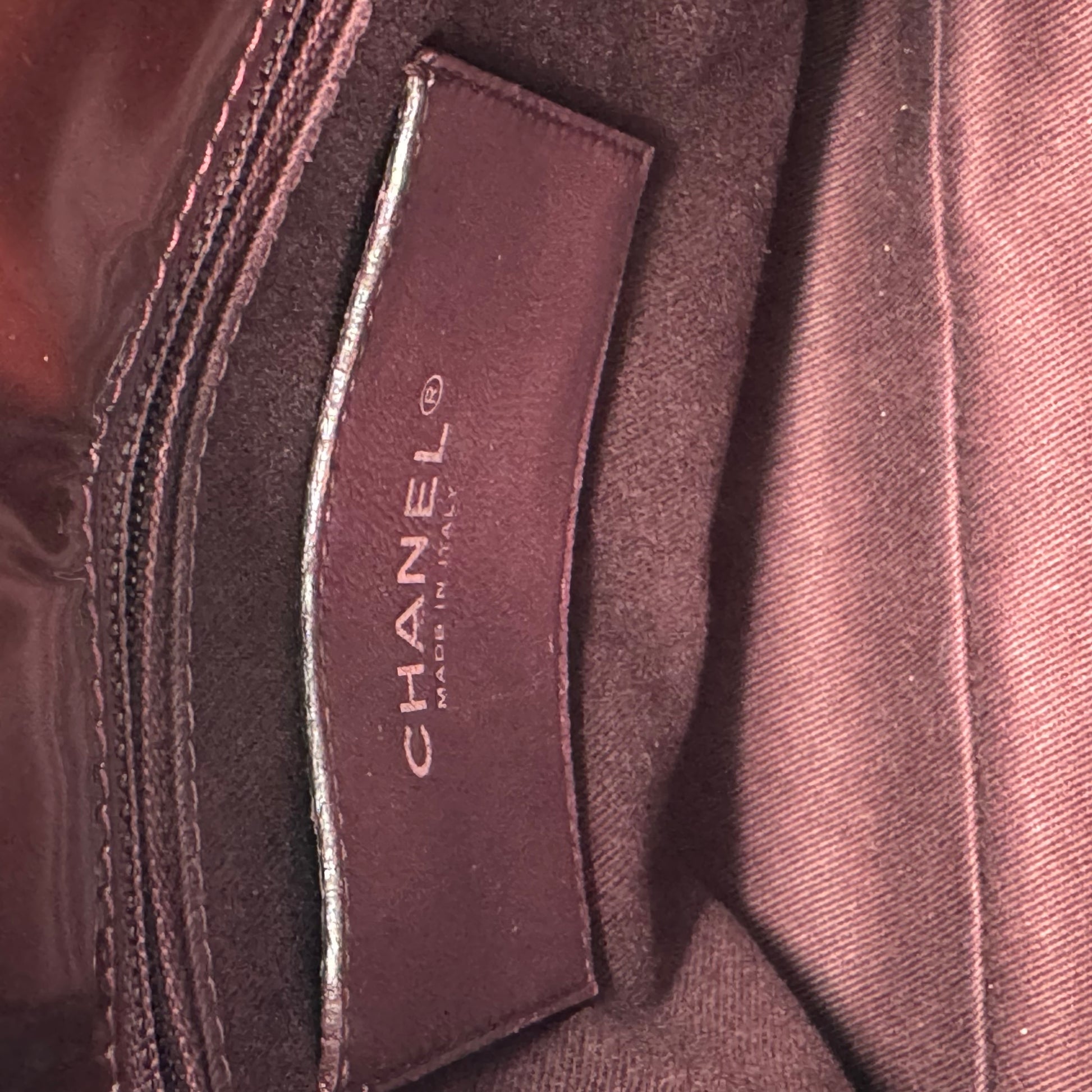 Patent Quilted Maxi Just Mademoiselle Bowling Bag Burgundy