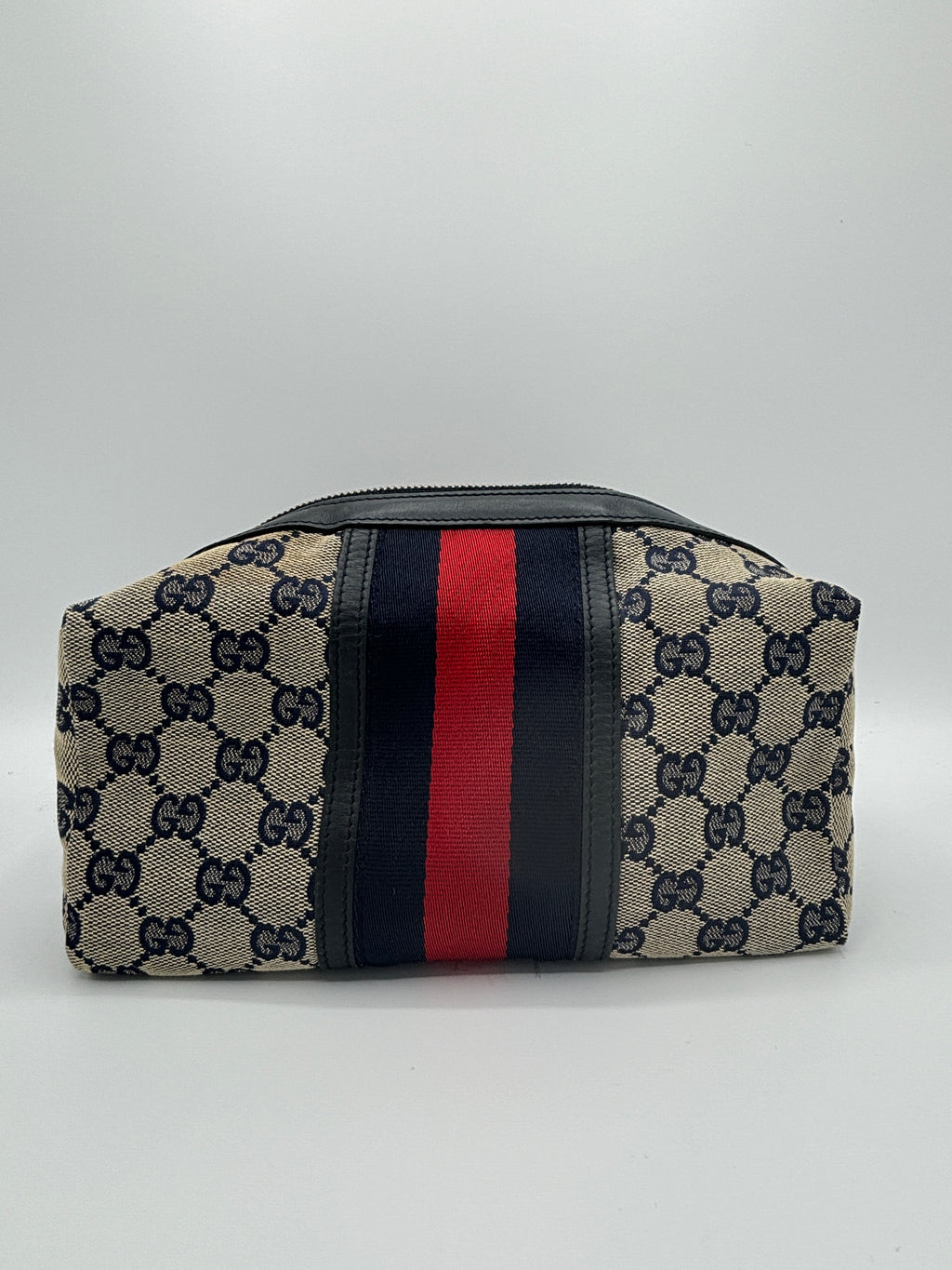 GG Monogram Web Medium Cosmetic Case Navy