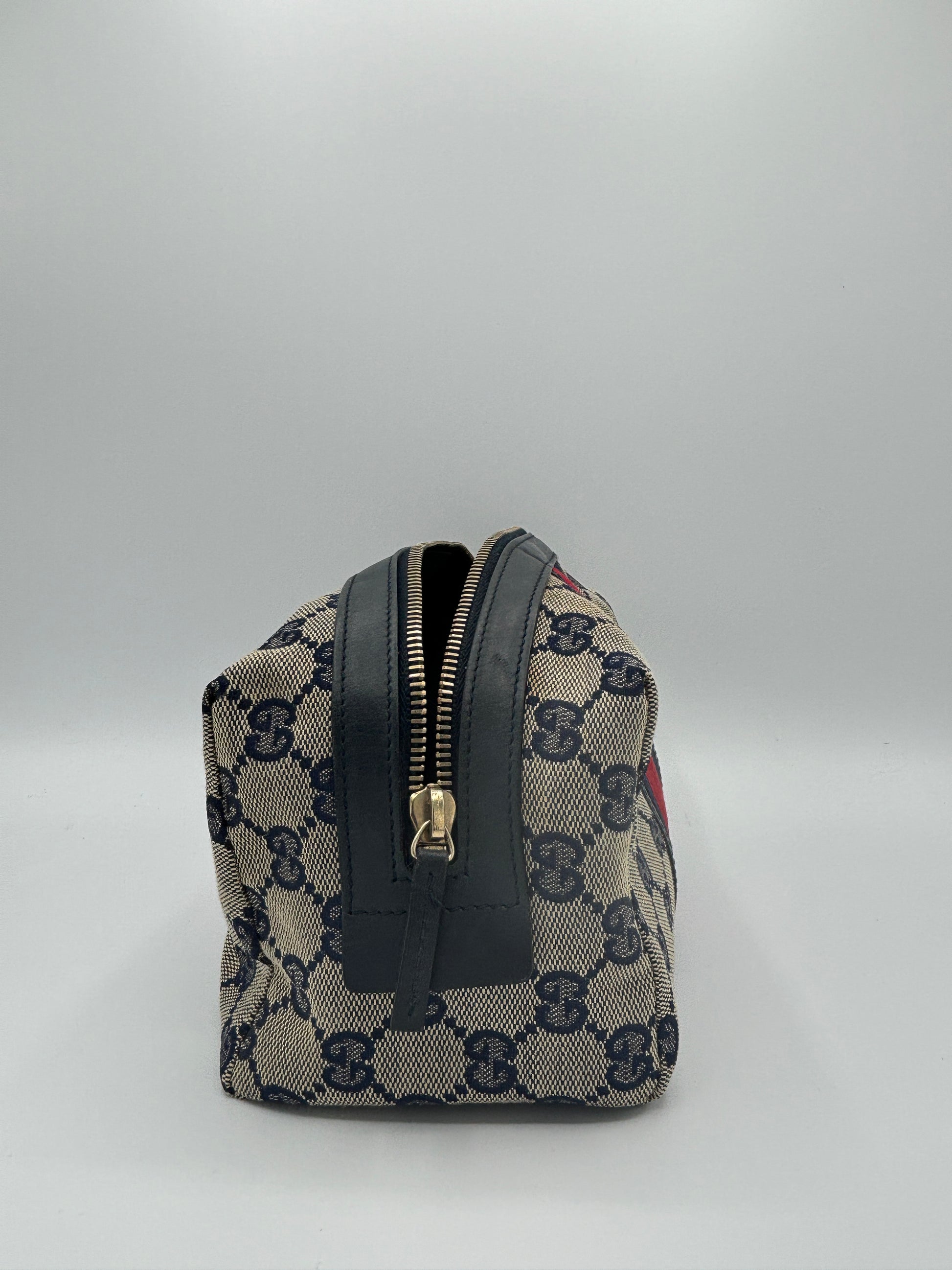 GG Monogram Web Medium Cosmetic Case Navy