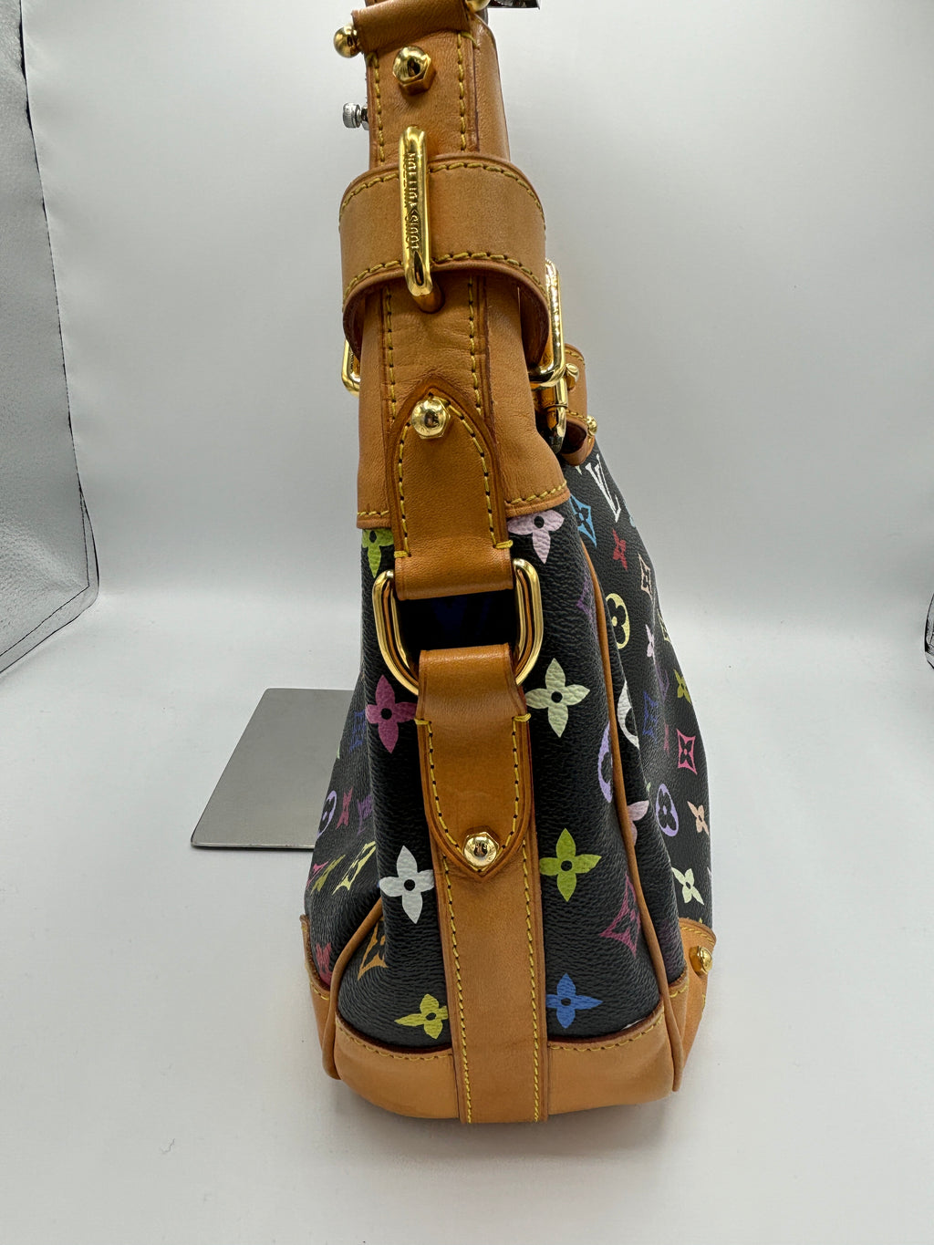 Louis Vuitton Monogram Multicolor Greta Large Shoulder Bag Hobo Tote Black