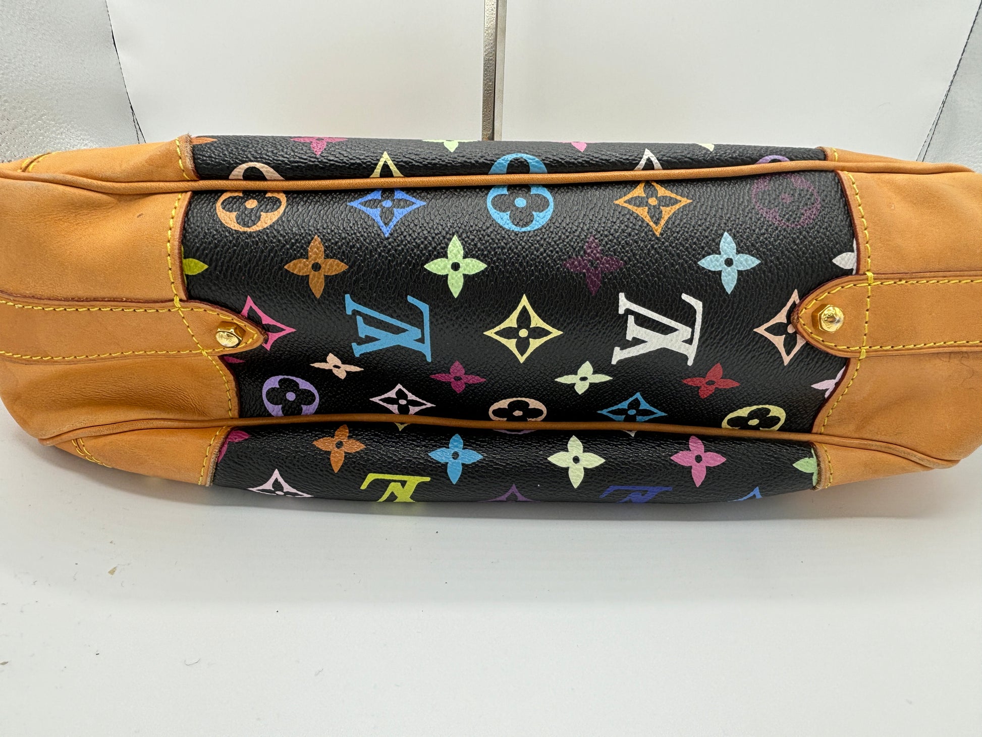 Louis Vuitton Monogram Multicolor Greta Large Shoulder Bag Hobo Tote Black