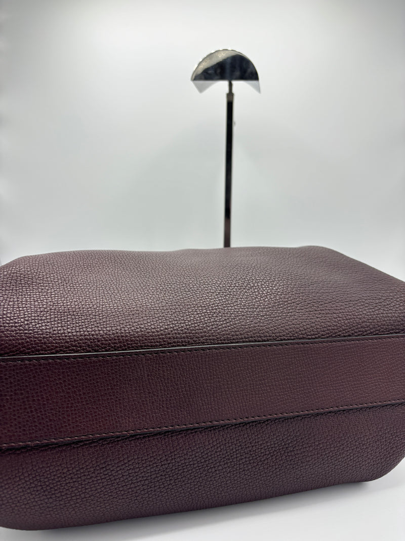 Horton Leather & House Check Briefcase Burgundy