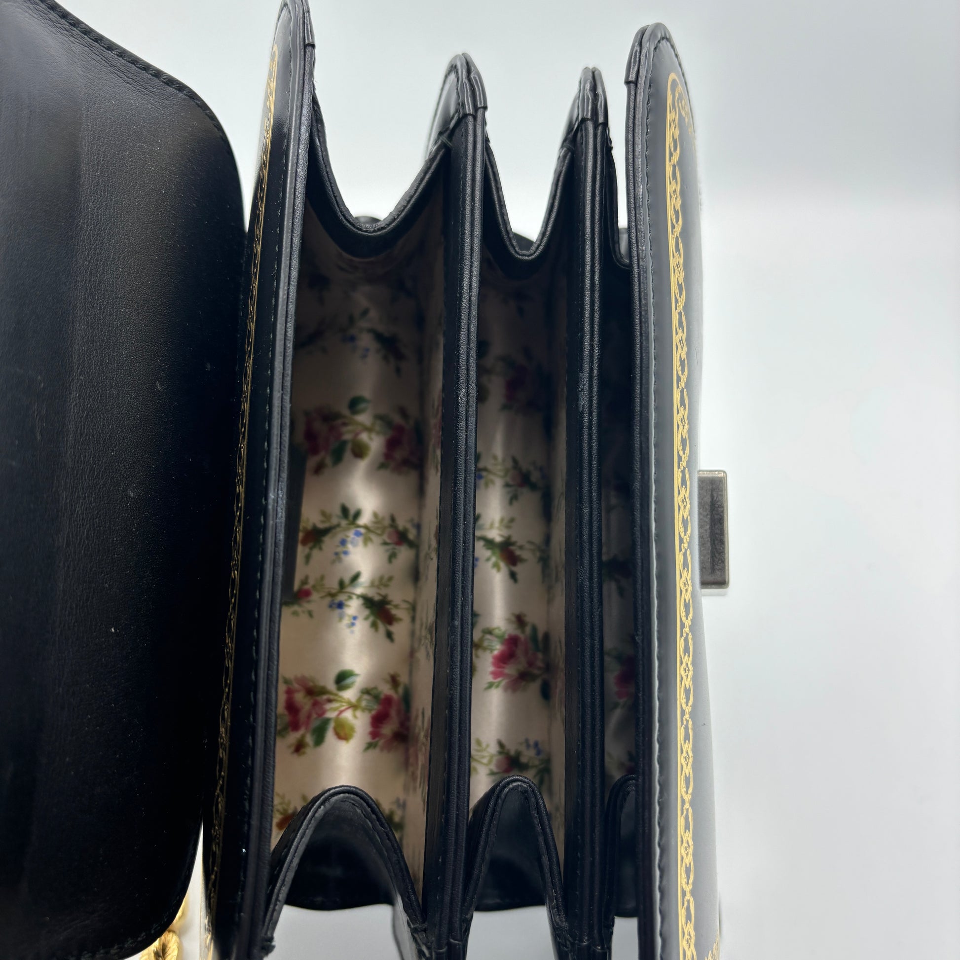 Gucci  Calfskin Bamboo Mini Thiara Top Handle Bag Black
