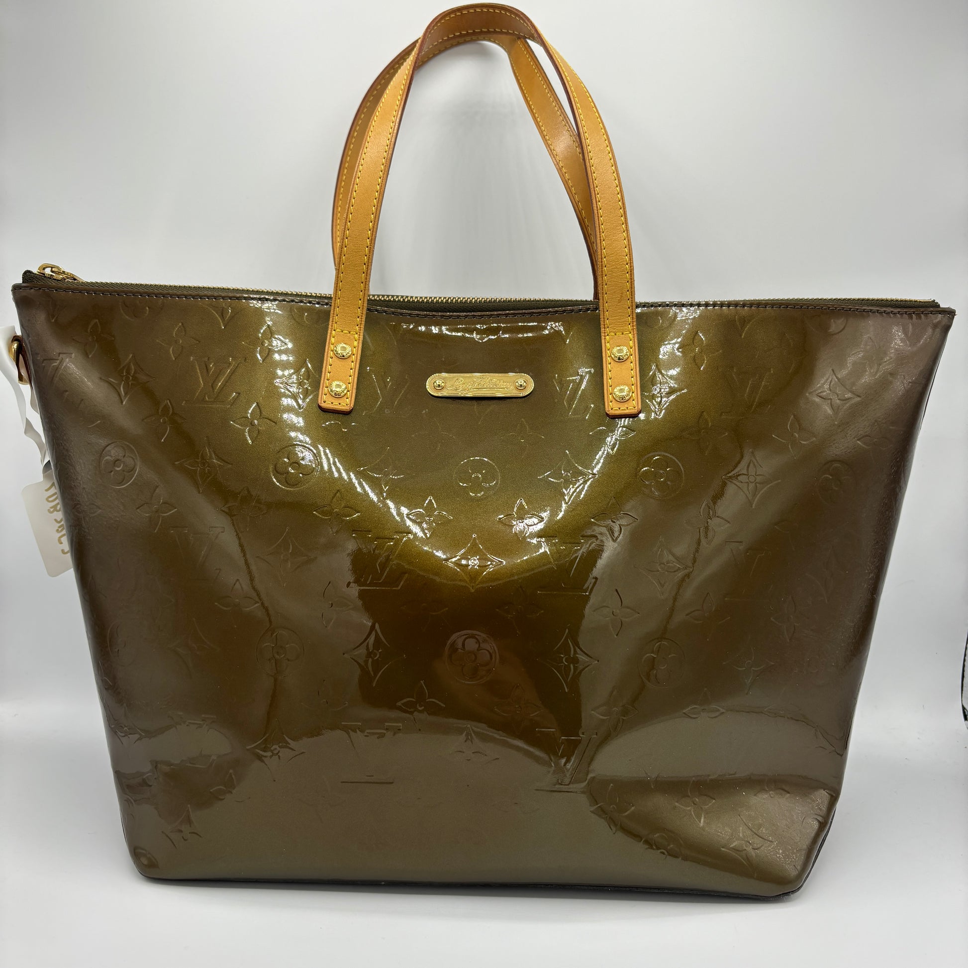 Louis Vuitton Bellevue Patent Leather Handbag Vert Bronze