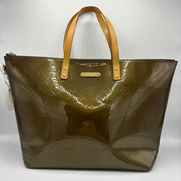 Louis Vuitton Bellevue Patent Leather Handbag Vert Bronze