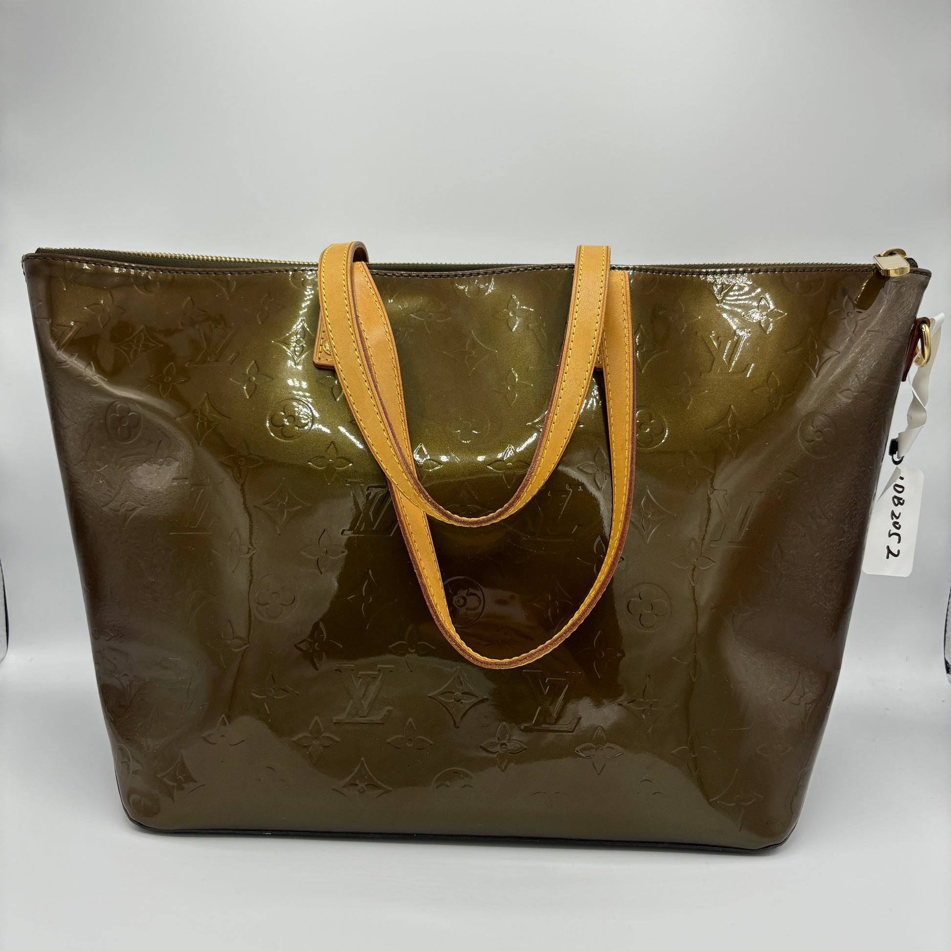 Louis Vuitton Bellevue Patent Leather Handbag Vert Bronze