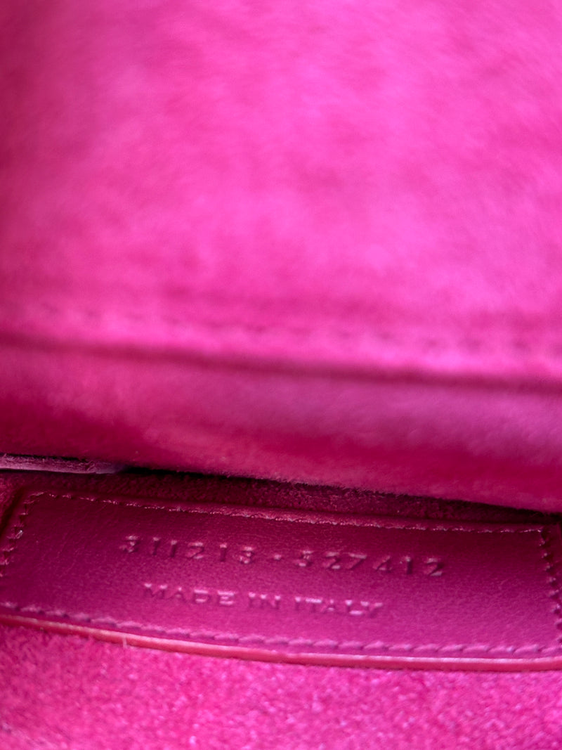 YSL Calfskin Classic Y Ligne Clutch Fuchsia